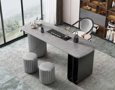 现代岩板茶桌椅组合3D模型下载